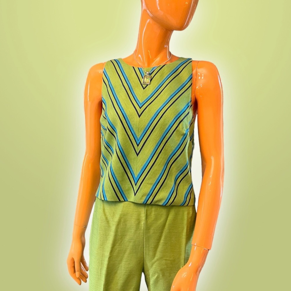 TINA HAGEN Cross Back Striped Shantung Top
